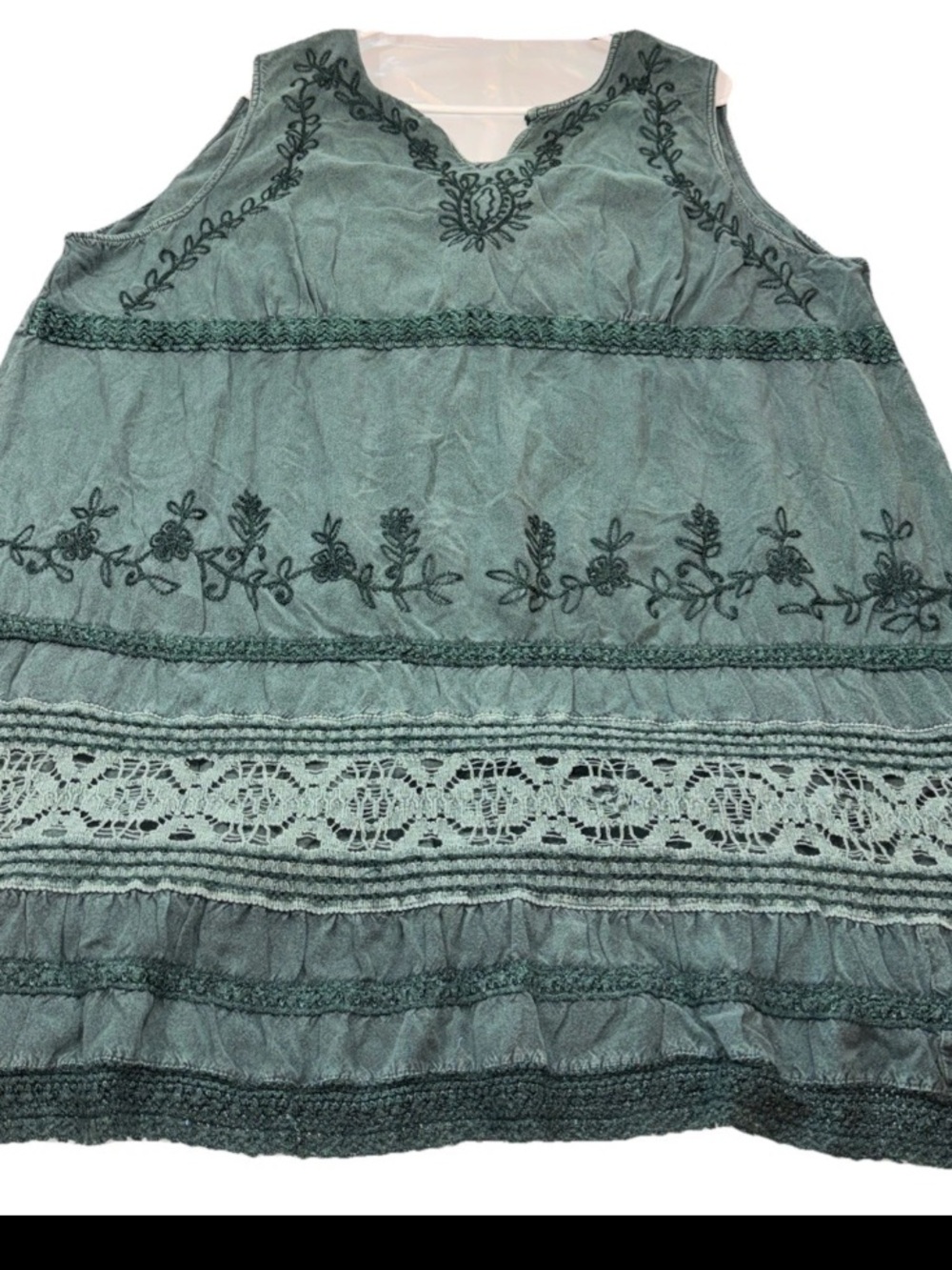 The Pyramid Collection Green Rayon Sleeveless Embroidered Lace Dress Womens 3XL